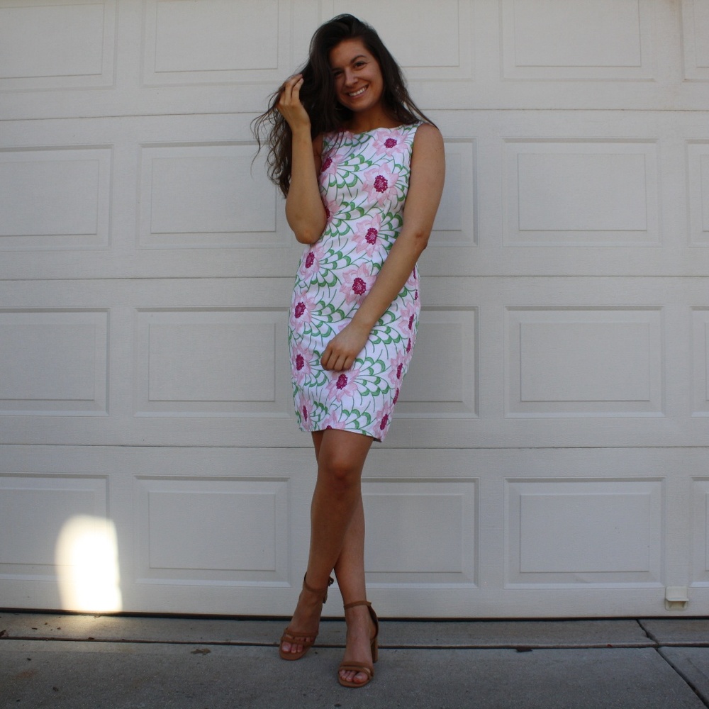 Talbots Embroidered Spring Flowers Shift Dress